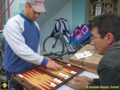 Life's a Game!
Bogdan and Mugurel demonstrate the art of backgammon during a pause in unloading the lorry.
Keywords: May16