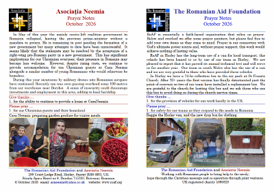 RoAF & AN News,  October 2026
You may read the Prayer Notes here.
Keywords: oct26;pub2610o